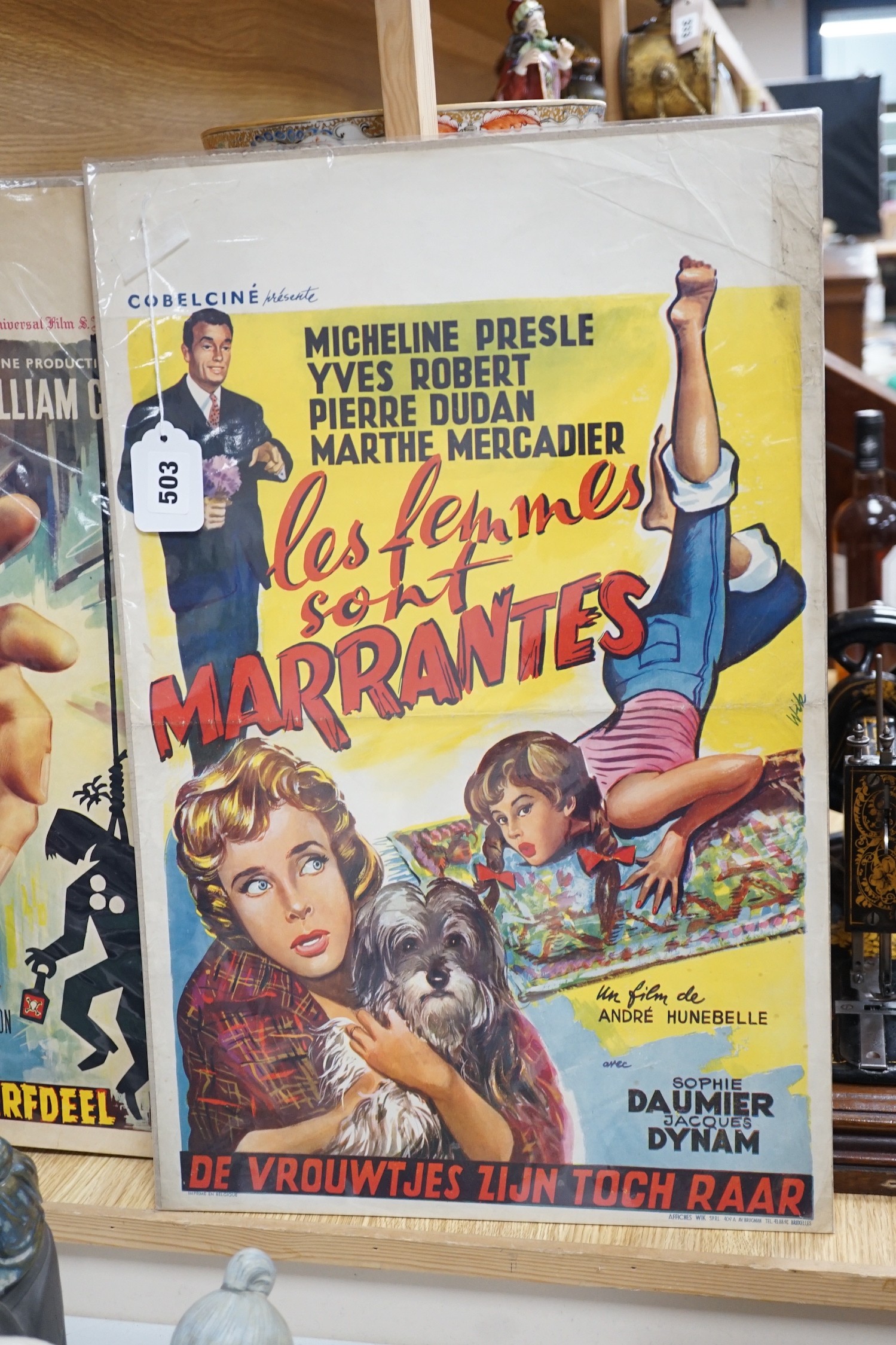 Two French film posters- 1958 ‘Les Femmes sont marrantes’, 1966 ‘‘l'heritage diabolique’, 55cms x 35cms